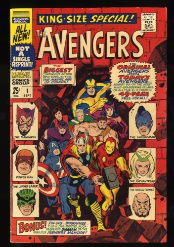 Avengers Annual (1967) #1 FN+ 6.5 Thor Iron Man Captain America New Line-Up!