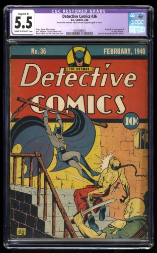 Detective Comics #36 CGC FN- 5.5 1st Appearance Hugo Strange!
