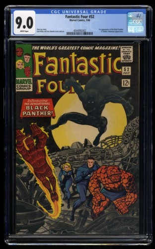 Cover Scan: Fantastic Four #52 CGC VF/NM 9.0 1st Appearance Black Panther! Jack Kirby Art! - Item ID #179973