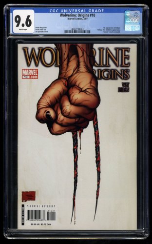 Wolverine: Origins #10 CGC NM+ 9.6 White Pages Two Claw Variant 1st Daken!