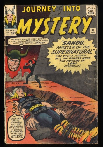 Cover Scan: Journey Into Mystery #91 VG- 3.5 Early Loki Thor Sandu Appearances! - Item ID #182921