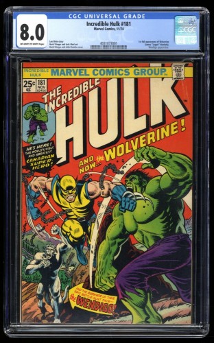 Incredible Hulk #181 CGC VF 8.0 Off White to White 1st Appearance Wolverine!