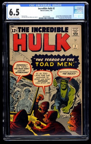 Incredible Hulk (1962) #2 CGC FN+ 6.5 1st Appearance Green Hulk!
