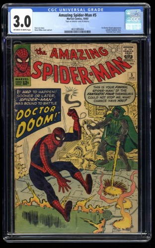 Amazing Spider-Man (1963) #5 CGC GD/VG 3.0 Off White to White Doctor Doom!