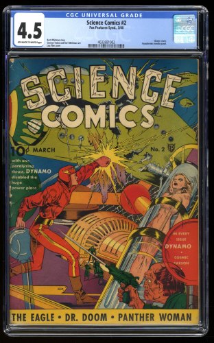 Science Comics (1940) #2 CGC VG+ 4.5 Off White to White Classic Lou Fine Cover!