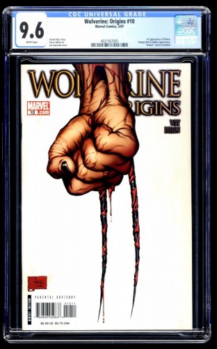 Wolverine: Origins #10 CGC NM+ 9.6 White Pages Two Claw Variant 1st Daken!