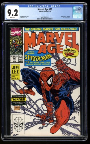 Marvel Age #90 CGC NM- 9.2 White Pages McFarlane Spider-Man Cover!