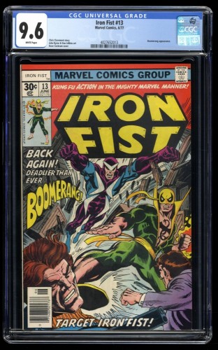Iron Fist #13 CGC NM+ 9.6 White Pages Boomerang Appearance!