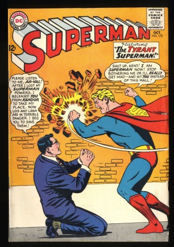 Superman #172 FN- 5.5 White Pages Tyrant Superman Curt Swan!