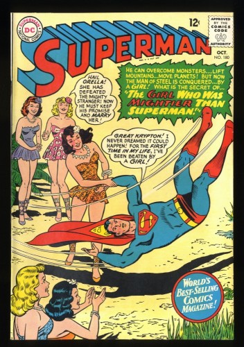 Superman #180 VF 8.0 White Pages The Girl Mightier Than Superman!