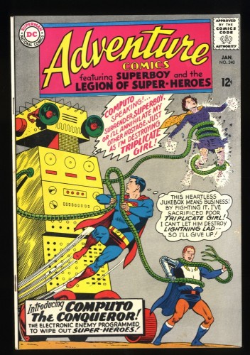 Adventure Comics #340 FN+ 6.5 White Pages 1st Appearance Computo!