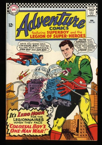 Cover Scan: Adventure Comics #341 NM- 9.2 White Pages  Superboy! Legion of Super-Heroes!