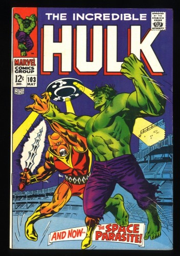 Incredible Hulk #103 VF 8.0 Off White to White 1st Appearance Space Parasite!