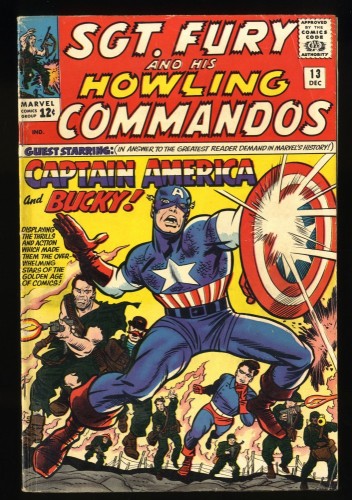 Sgt. Fury and His Howling Commandos #13 VG+ 4.5 Captain America Appearance!
