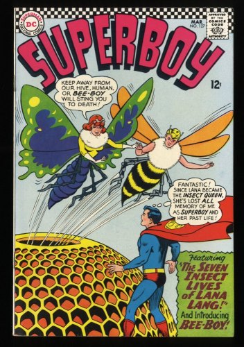Superboy #127 VF/NM 9.0 White Pages Strange Insect Lives of Lana Lang!