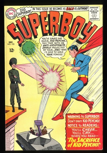 Superboy #125 FN/VF 7.0 White Pages Sacrifice of Kid Psycho!