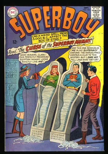 Superboy #123 FN+ 6.5 White Pages Curse of the Superboy Mummy! Curt Swan!