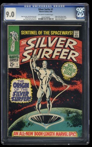 Silver Surfer #1 CGC VF/NM 9.0 Off White to White Origin Issue! 1st Solo Title!