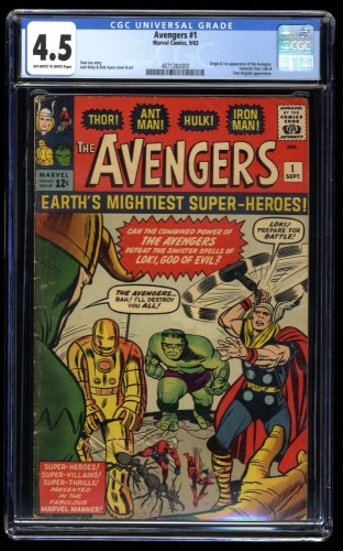 Avengers #1 CGC VG+ 4.5 Off White to White Thor Captain America Iron Man Hulk!