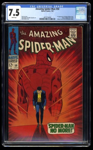 Amazing Spider-Man #50 CGC VF- 7.5 White Pages 1st Appearance Kingpin!