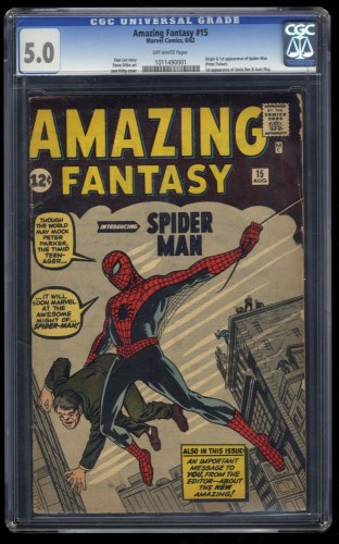 Amazing Fantasy #15 CGC VG/FN 5.0 Off White 1st Appearance Spider-Man!