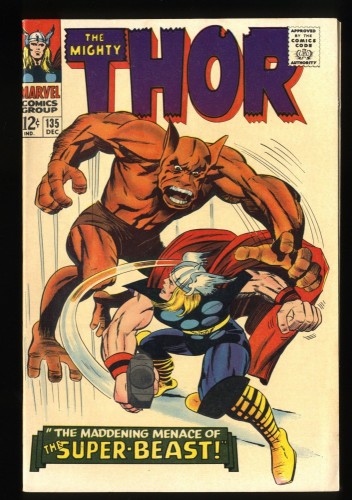 Thor #135 VF/NM 9.0 Maddening Menace of Super-Beast! Jack Kirby Art!