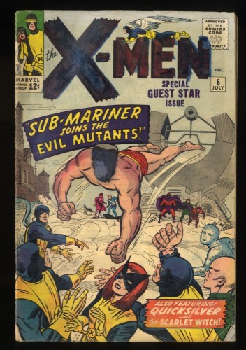 X-Men #6 GD 2.0 Namor Sub-Mariner Appearance! Stan Lee Kirby Cover!