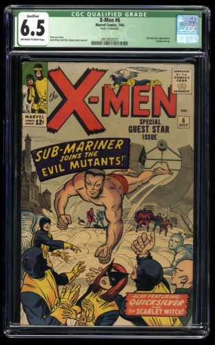 X-Men #6 CGC FN+ 6.5 Off White to White Qualified Namor Sub-Mariner Appearance!