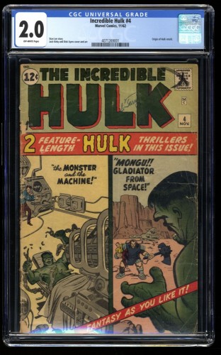 Incredible Hulk (1962) #4 CGC GD 2.0 Off White Origin Retold!