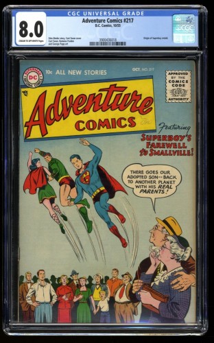 Adventure Comics #217 CGC VF 8.0 Cream To Off White Origin of Superboy Retold!