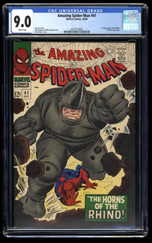 Cover Scan: Amazing Spider-Man #41 CGC VF/NM 9.0 White Pages 1st Appearance Rhino! - Item ID #198218