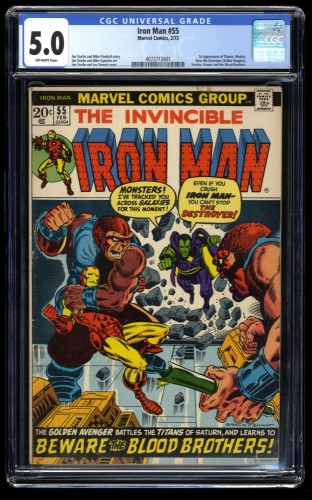 Iron Man #55 CGC VG/FN 5.0 Off White 1st Appearance Thanos!