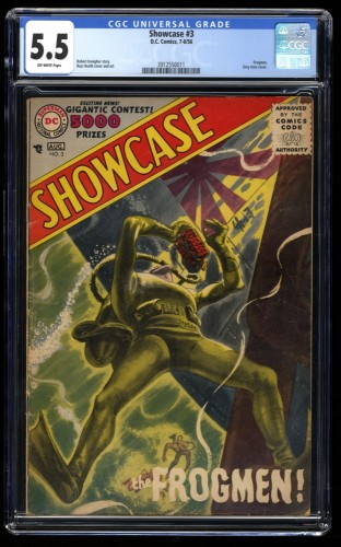 Showcase (1956) #3 CGC FN- 5.5 Off White Russ Heath Grey Tone Cover!