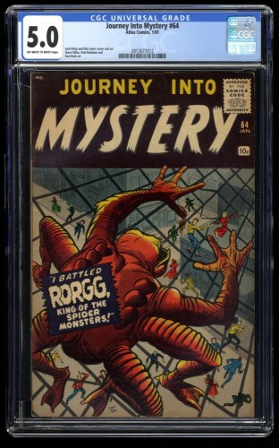 Journey Into Mystery #64 CGC VG/FN 5.0 Off White to White Spider-Man Prototype!
