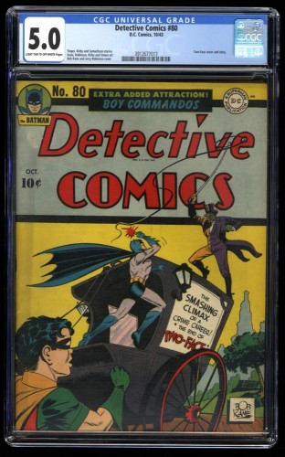 Detective Comics (1937) #80 CGC VG/FN 5.0 Early Two-Face Cover and Story! Batman!