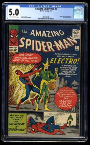 Amazing Spider-Man #9 CGC VG/FN 5.0 Off White to White 1st Appearance Electro!