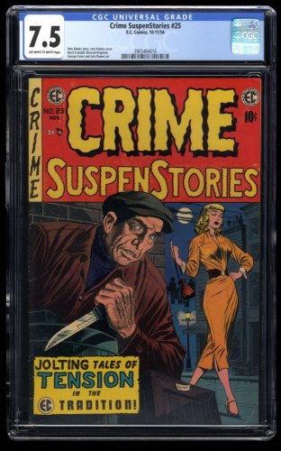 Crime Suspenstories #25 CGC VF- 7.5 Off White to White EC Jack Kamen Cover!