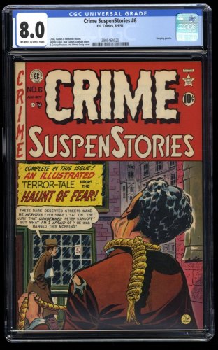 Crime Suspenstories #6 CGC VF 8.0 Off White to White Hanging Cover!