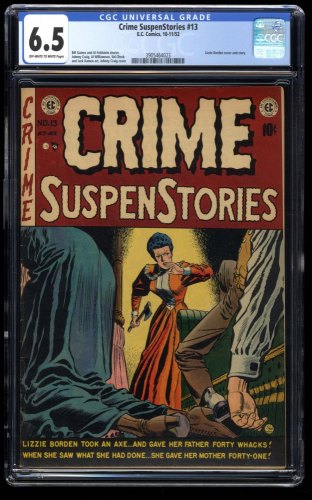 Crime Suspenstories #13 CGC FN+ 6.5 Lizzie Borden Cover and Story!