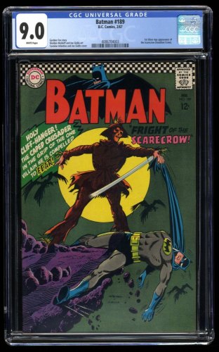 Cover Scan: Batman #189 CGC VF/NM 9.0 White Pages 1st Silver Age Scarecrow!  - Item ID #205825