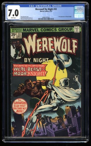 Werewolf By Night #33 CGC FN/VF 7.0 White Pages 2nd Appearance Moon Knight!