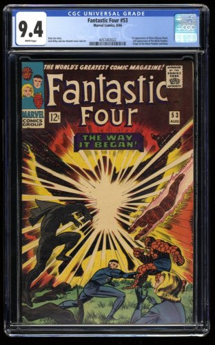 Cover Scan: Fantastic Four #53 CGC NM 9.4 White Pages 2nd Appearance Black Panther 1st Klaw - Item ID #209523