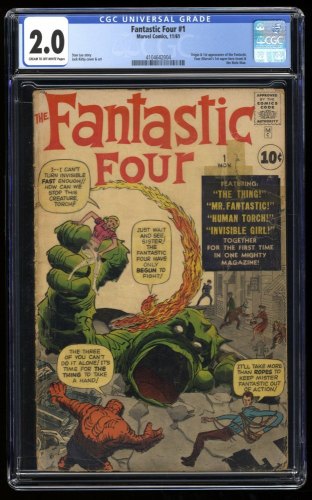 Fantastic Four (1961) #1 CGC GD 2.0 Cream To Off White Origin 1st Appearance!