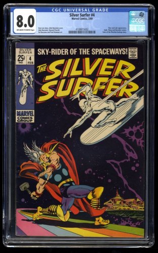 Silver Surfer #4 CGC VF 8.0 Off White to White vs Thor! Loki Appearance!