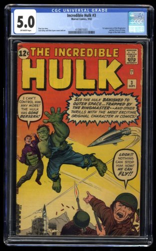 Incredible Hulk (1962) #3 CGC VG/FN 5.0 Off White 1st Appearance Ringmaster!