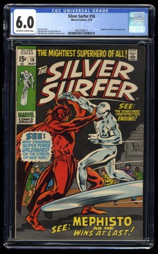 Silver Surfer #16 CGC FN 6.0 Off White to White Vs Mephisto! Nick Fury!