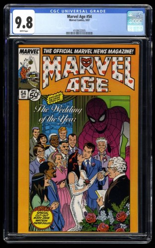 Marvel Age #54 CGC NM/M 9.8 White Pages Spider-Man Mary Jane Wedding!