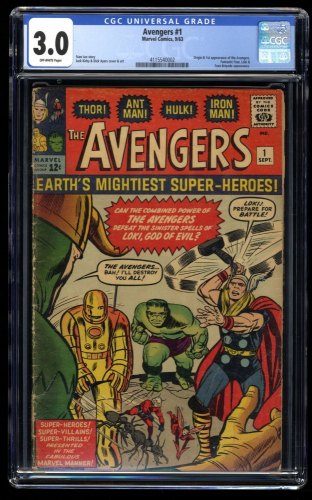 Avengers #1 CGC GD/VG 3.0 Thor Captain America Iron Man Hulk 1st Appearance!