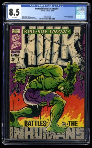 Incredible Hulk Annual #1 CGC VF+ 8.5 White Pages Classic Cover!