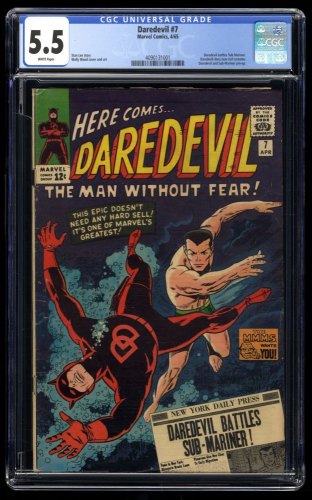 Daredevil #7 CGC FN- 5.5 White Pages 1st New Red Costume!